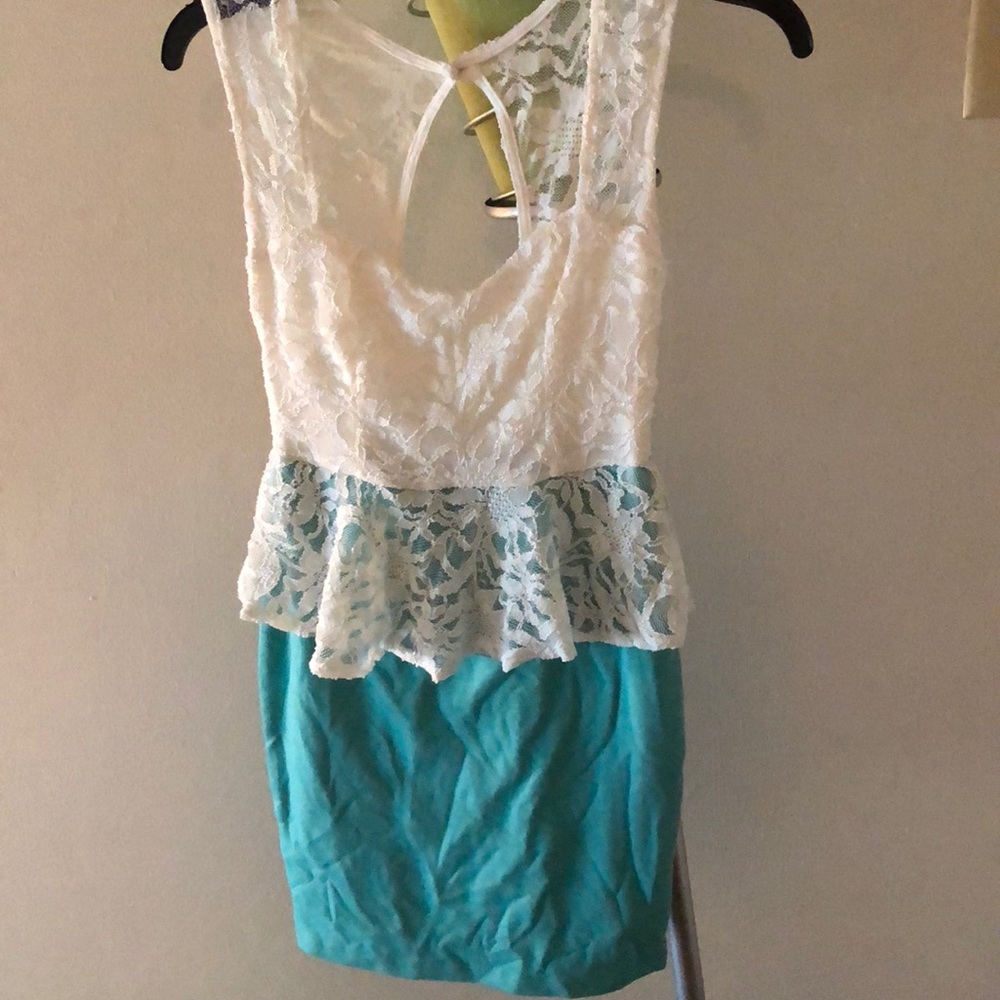 Teal and white dress